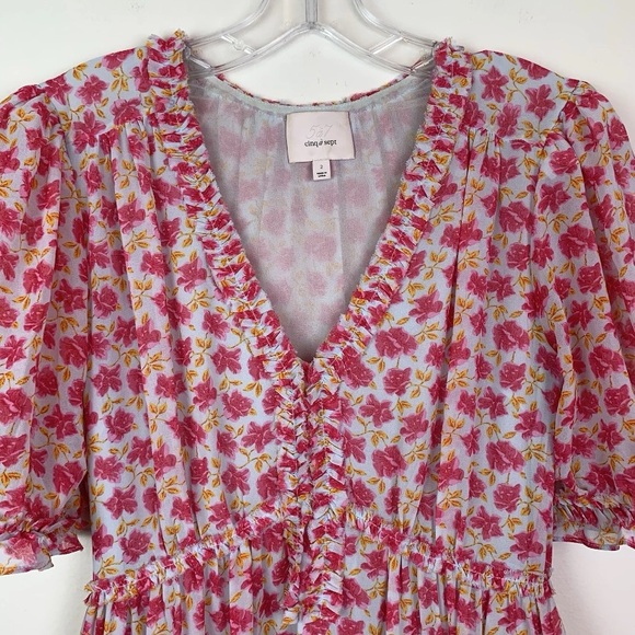 Cinq A Sept Tish Chiffon Ruffle Mini Dress In Ocean Mist Size 2 - Picture 6 of 16